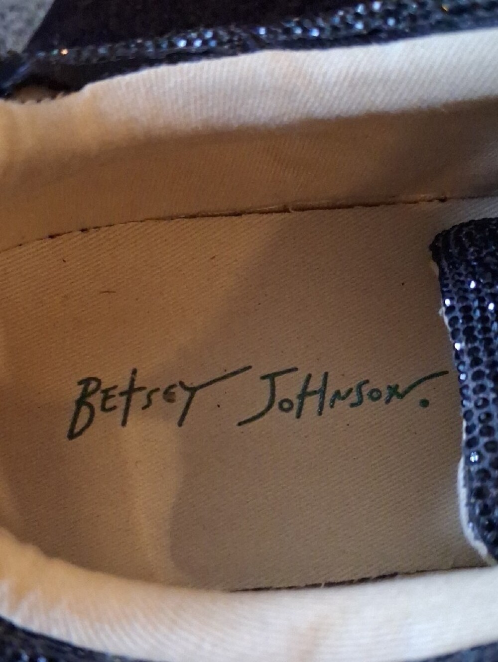 Betsey Johnson Black Glitter Platform Lace-Up Women's Sneakers with White Sole - Picture 2 of 6